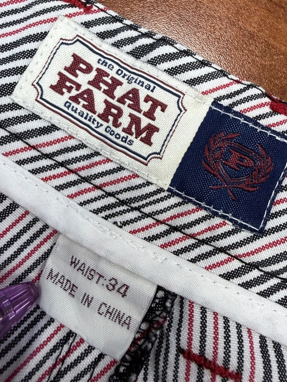 Vintage 2000s Phat Farm Cargo Shorts 34 Y2K Hip Hop Baggy Striped